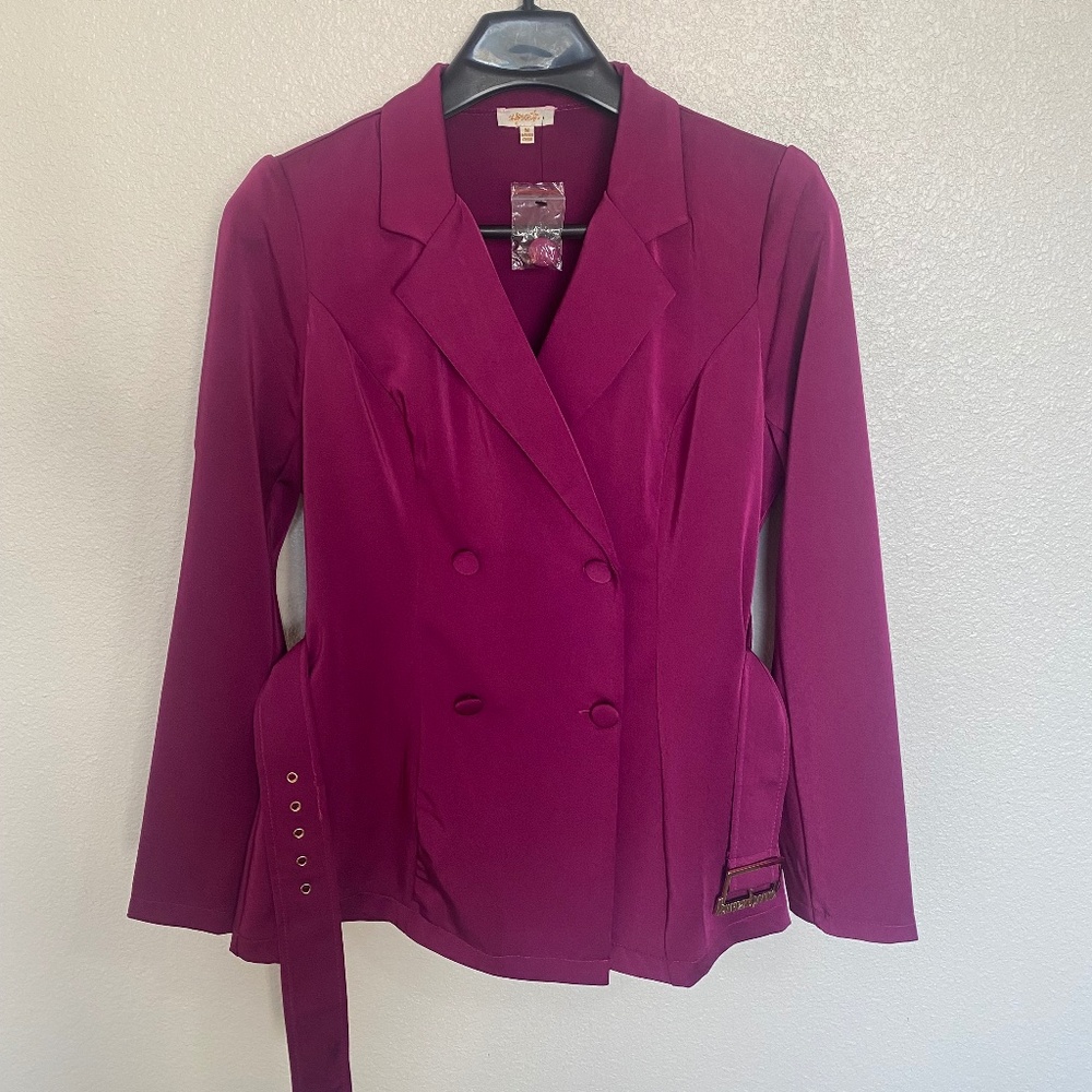 Aperitif Fuchsia/Magenta Tailored Blazer w/ Belt Size Medium